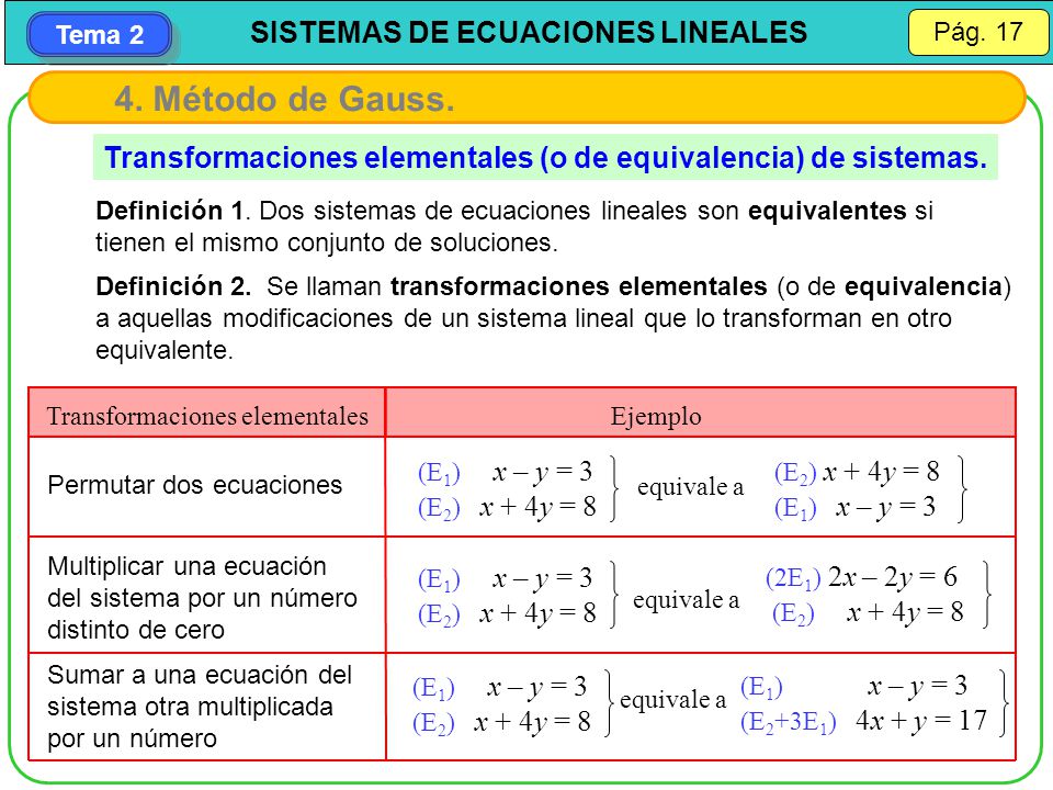 Lgebra Lineal Definici n de sistemas de ecuaciones lineales
